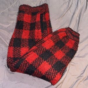 SKIMS COZY KNIT JOGGER 'BRICK BUFFALO CHECK'